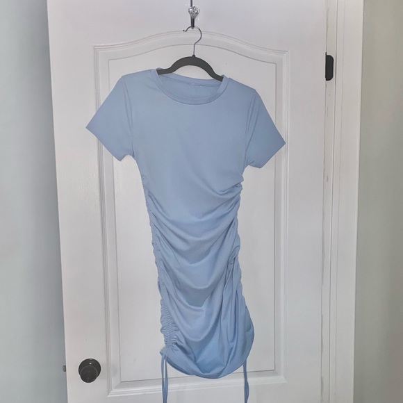 Blue Ruched Bodycon Dress - Picture 6 of 6